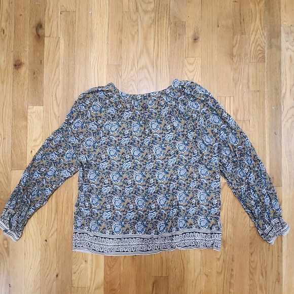 Faherty Noami Floral Boho Peasant Blouse With Fairfield Border - Picture 2 of 10